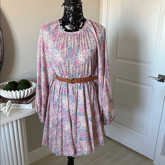Bohme Pink Floral Dress with Belt - Picture 3 of 7